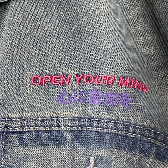 Brooklyn Cloth Open Your Mind Retro Graphic Denim Jean Jacket - Picture 4 of 9